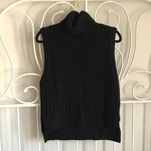 Black Sleeveless Turtleneck Sweater